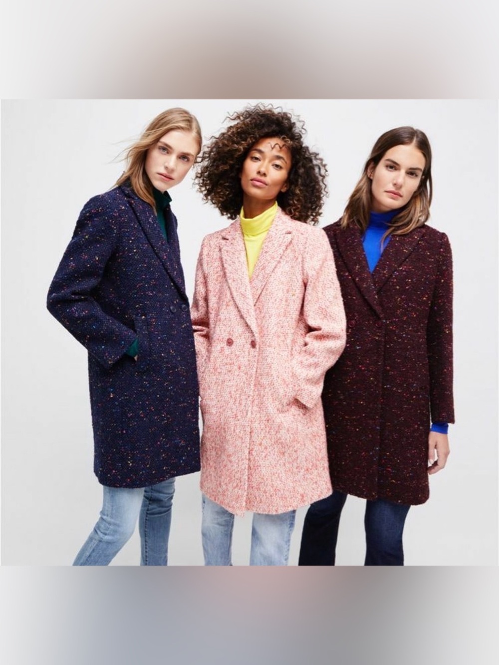 J.Crew Nalya Italian Tweed Wool Navy Topcoat 2 - Picture 2 of 11